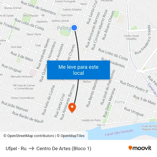Ufpel - Ru to Centro De Artes (Bloco 1) map