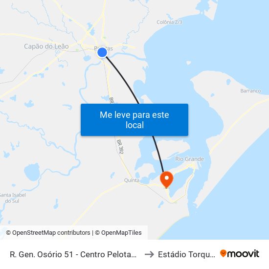 R. Gen. Osório 51 - Centro Pelotas - Rs 96020-000 Brasil to Estádio Torquato Pontes map