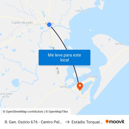 R. Gen. Osório 676 - Centro Pelotas - Rs Brasil to Estádio Torquato Pontes map
