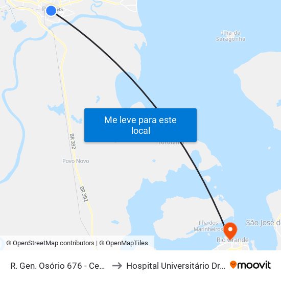 R. Gen. Osório 676 - Centro Pelotas - Rs Brasil to Hospital Universitário Dr. Miguel Riet Corrêa Jr. map