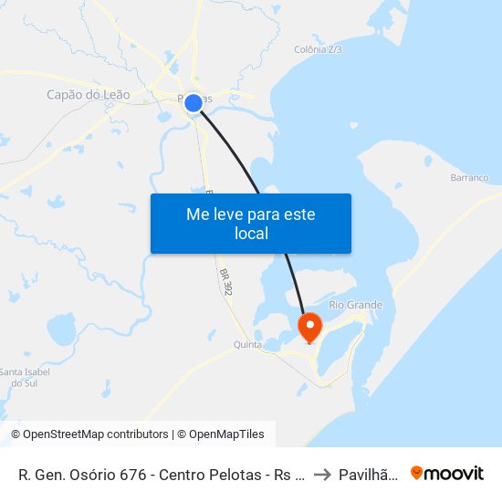 R. Gen. Osório 676 - Centro Pelotas - Rs Brasil to Pavilhão 1 map