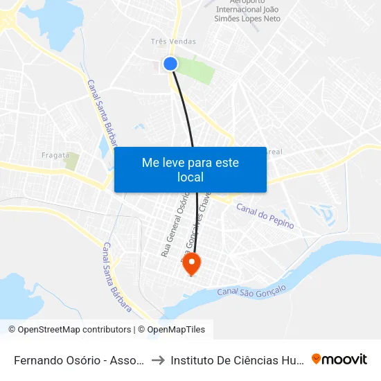 Fernando Osório - Associação Rural / Felice to Instituto De Ciências Humanas Da Ufpel - Ich map