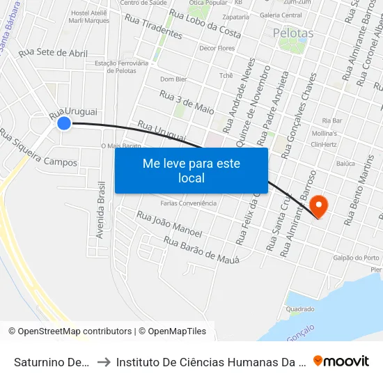 Saturnino De Brito to Instituto De Ciências Humanas Da Ufpel - Ich map
