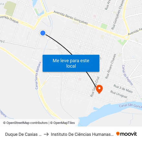 Duque De Caxias - Laneira to Instituto De Ciências Humanas Da Ufpel - Ich map