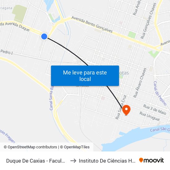 Duque De Caxias - Faculdade De Medicina Ufpel to Instituto De Ciências Humanas Da Ufpel - Ich map