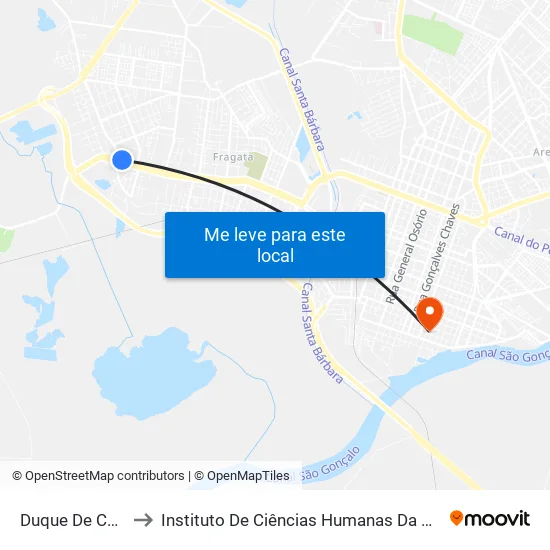 Duque De Caxias to Instituto De Ciências Humanas Da Ufpel - Ich map