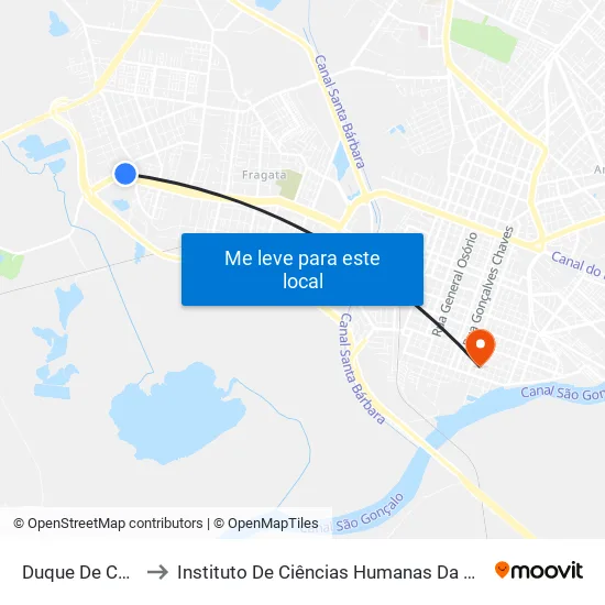Duque De Caxias to Instituto De Ciências Humanas Da Ufpel - Ich map