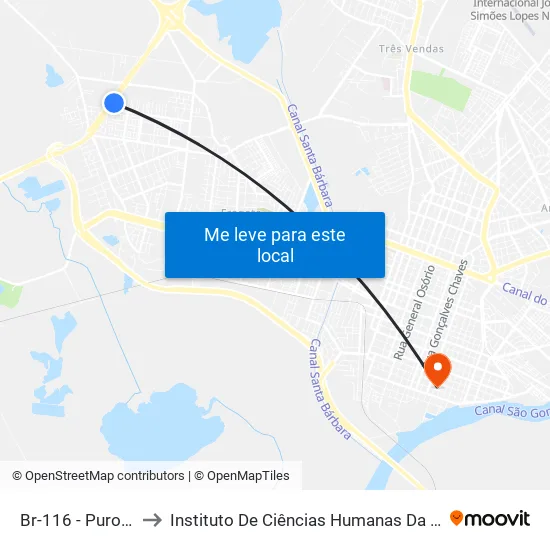 Br-116 - Puro Grão to Instituto De Ciências Humanas Da Ufpel - Ich map