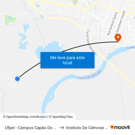 Ufpel - Campus Capão Do Leão - Controle De Zoonoses to Instituto De Ciências Humanas Da Ufpel - Ich map