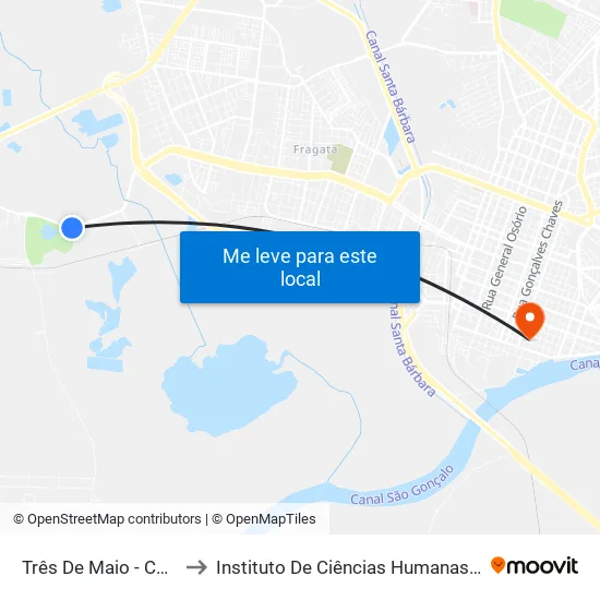 Três De Maio - Campestre to Instituto De Ciências Humanas Da Ufpel - Ich map