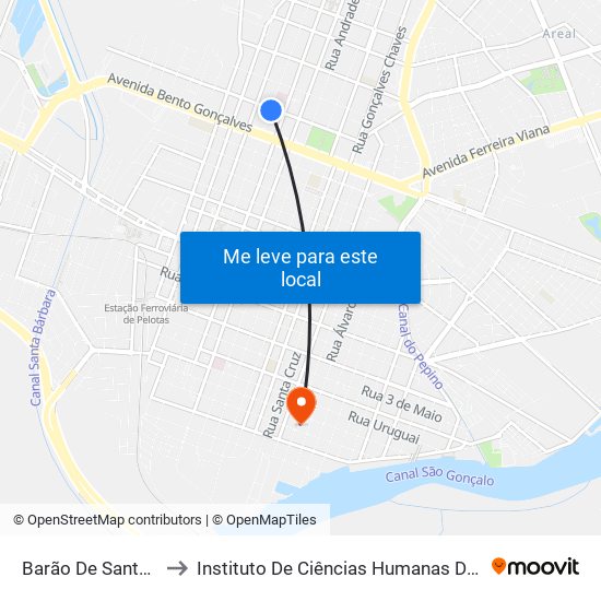 Barão De Santa Tecla to Instituto De Ciências Humanas Da Ufpel - Ich map