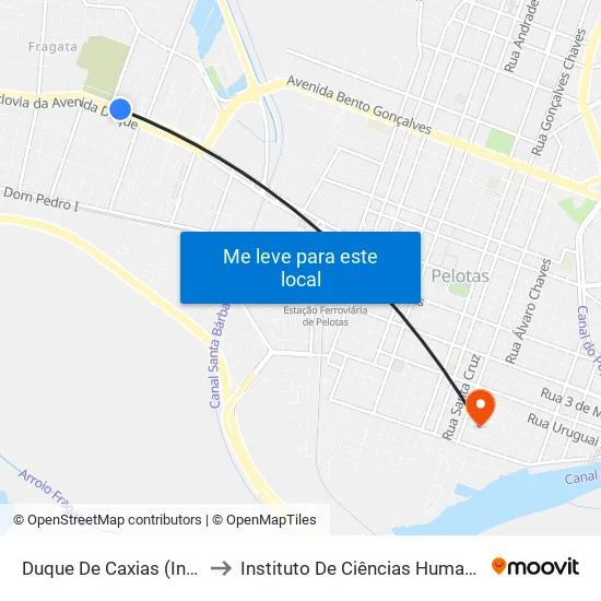 Duque De Caxias (Intermunicipal) to Instituto De Ciências Humanas Da Ufpel - Ich map