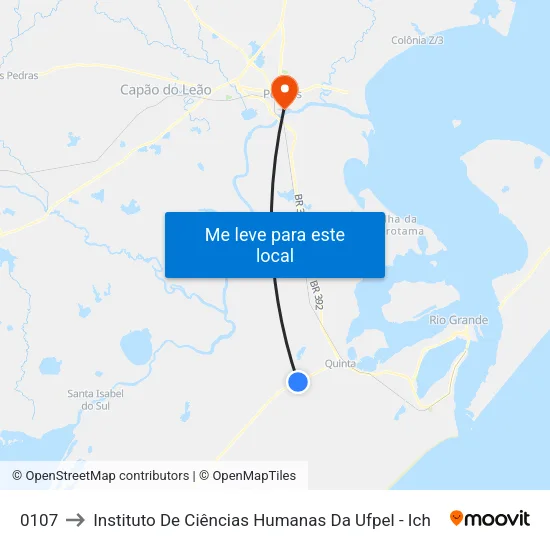 0107 to Instituto De Ciências Humanas Da Ufpel - Ich map