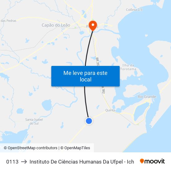 0113 to Instituto De Ciências Humanas Da Ufpel - Ich map