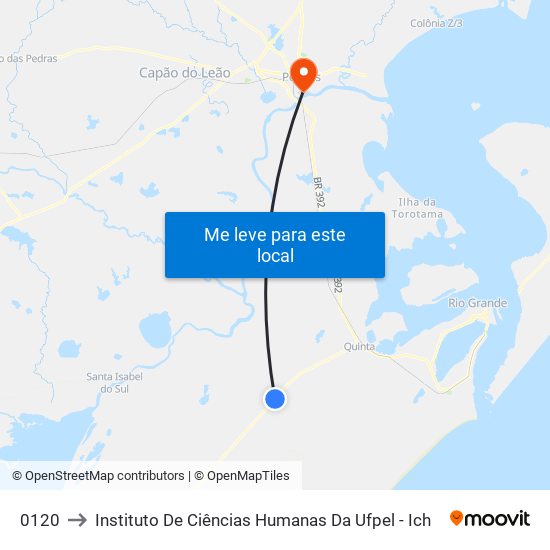 0120 to Instituto De Ciências Humanas Da Ufpel - Ich map