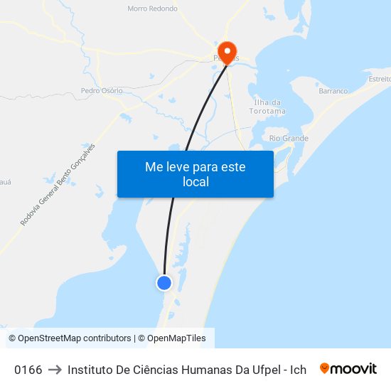 0166 to Instituto De Ciências Humanas Da Ufpel - Ich map