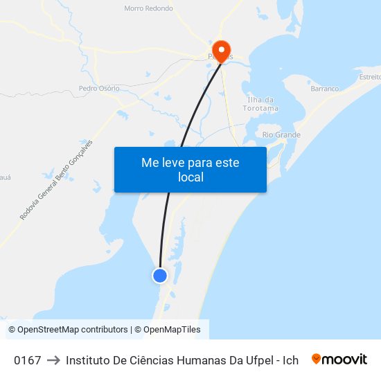 0167 to Instituto De Ciências Humanas Da Ufpel - Ich map