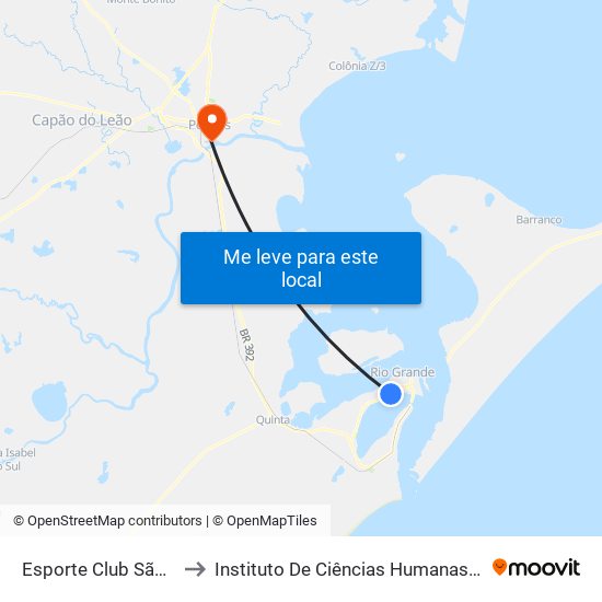 Esporte Club São Paulo 1 to Instituto De Ciências Humanas Da Ufpel - Ich map