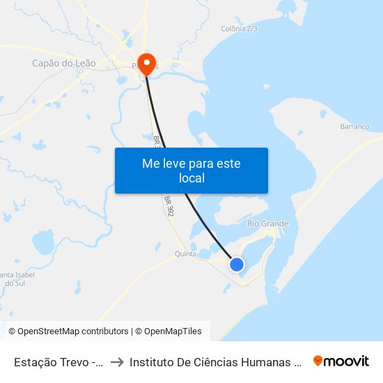 Estação Trevo - Centro to Instituto De Ciências Humanas Da Ufpel - Ich map