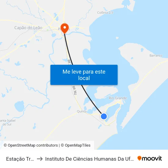 Estação Trevo to Instituto De Ciências Humanas Da Ufpel - Ich map