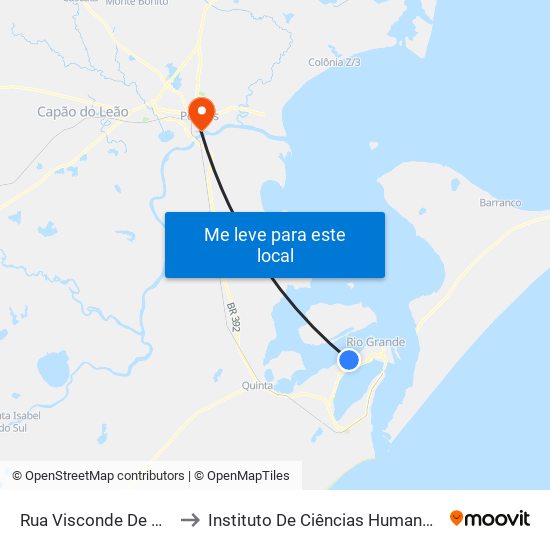 Rua Visconde De Mauá, 1265 to Instituto De Ciências Humanas Da Ufpel - Ich map