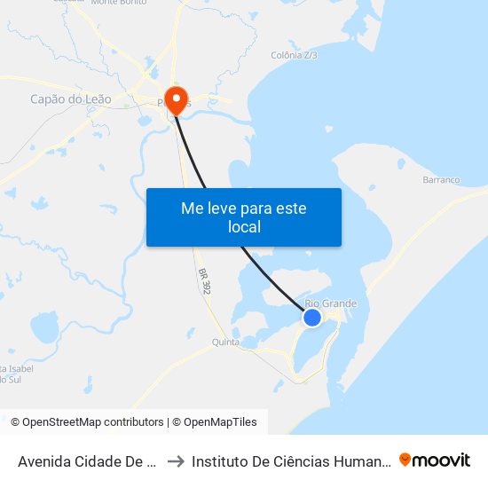 Avenida Cidade De Pelotas, 951 to Instituto De Ciências Humanas Da Ufpel - Ich map