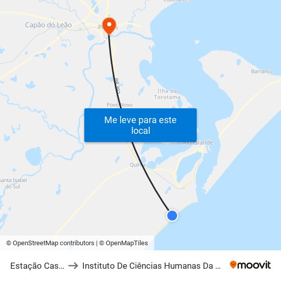 Estação Cassino to Instituto De Ciências Humanas Da Ufpel - Ich map