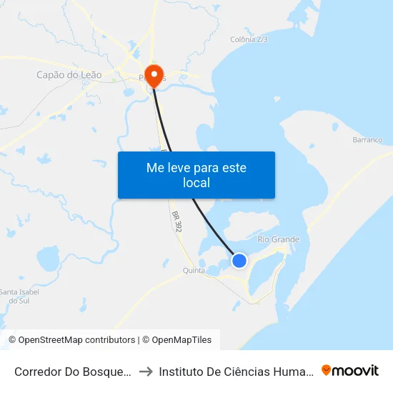 Corredor Do Bosque Silveira, 1174 to Instituto De Ciências Humanas Da Ufpel - Ich map