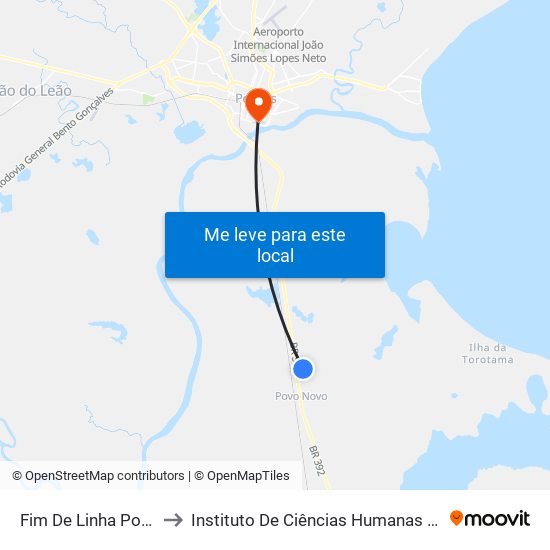 Fim De Linha Povo Novo to Instituto De Ciências Humanas Da Ufpel - Ich map