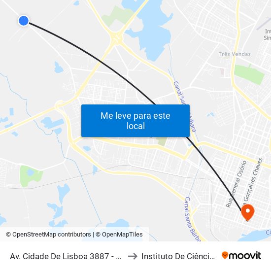 Av. Cidade De Lisboa 3887 - Fragata Pelotas - Rs 96045-010 Brasil to Instituto De Ciências Humanas Da Ufpel - Ich map