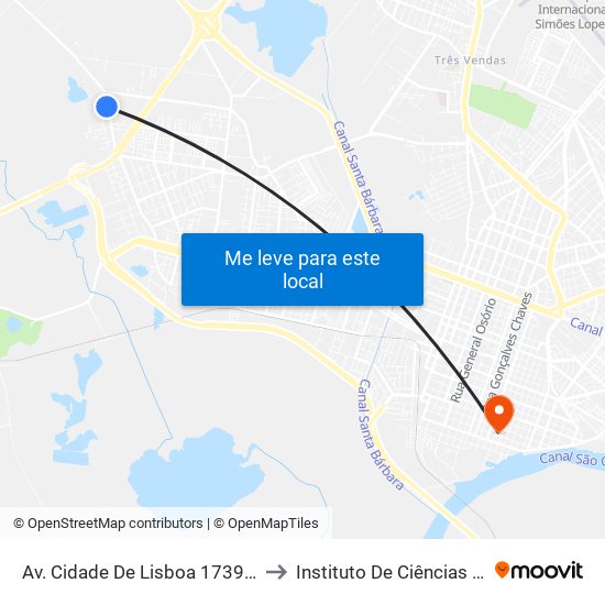 Av. Cidade De Lisboa 1739 - Fragata Pelotas - Rs Brasil to Instituto De Ciências Humanas Da Ufpel - Ich map