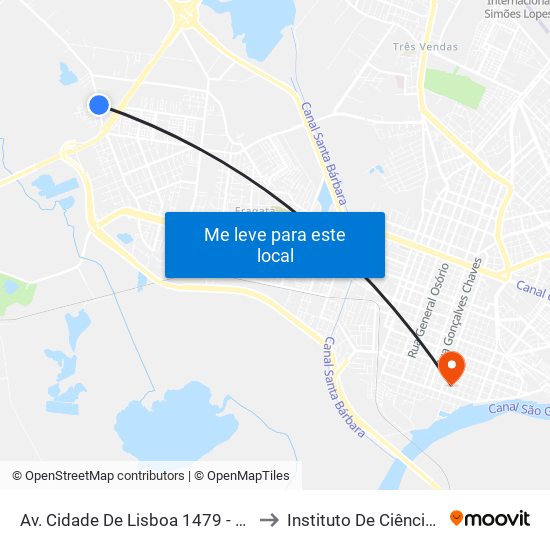 Av. Cidade De Lisboa 1479 - Fragata Pelotas - Rs 96050-510 Brasil to Instituto De Ciências Humanas Da Ufpel - Ich map