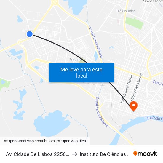 Av. Cidade De Lisboa 2256 - Fragata Pelotas - Rs Brasil to Instituto De Ciências Humanas Da Ufpel - Ich map