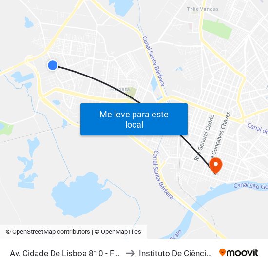 Av. Cidade De Lisboa 810 - Fragata Pelotas - Rs 96050-510 Brasil to Instituto De Ciências Humanas Da Ufpel - Ich map