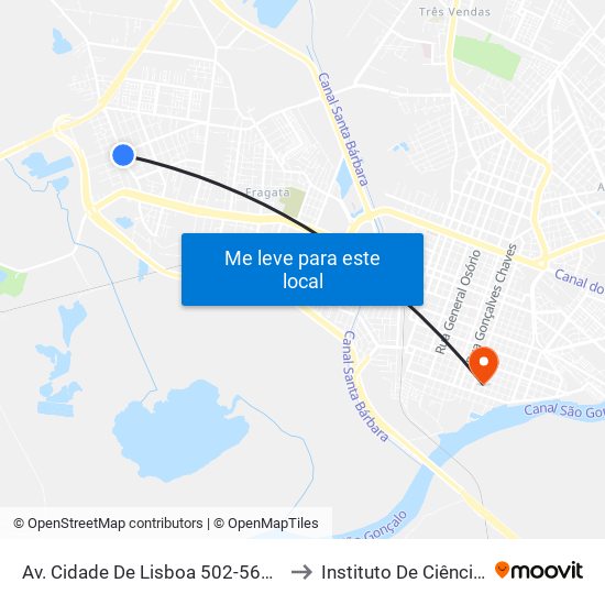 Av. Cidade De Lisboa 502-560 - Fragata Pelotas - Rs 96050-510 Brasil to Instituto De Ciências Humanas Da Ufpel - Ich map