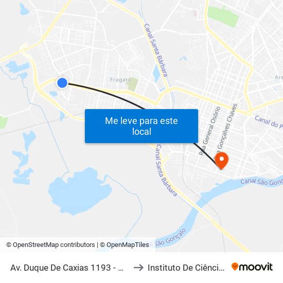 Av. Duque De Caxias 1193 - Gotuzzo Pelotas - Rs 96050-500 Brasil to Instituto De Ciências Humanas Da Ufpel - Ich map