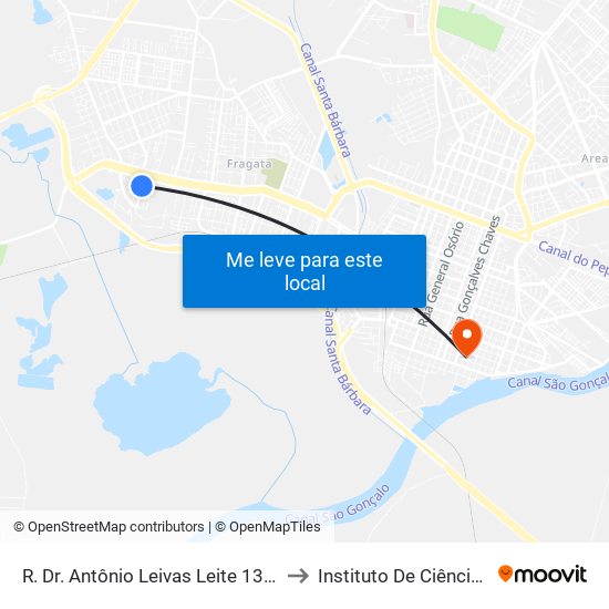 R. Dr. Antônio Leivas Leite 139-163 - Padre Reus Pelotas - Rs Brasil to Instituto De Ciências Humanas Da Ufpel - Ich map