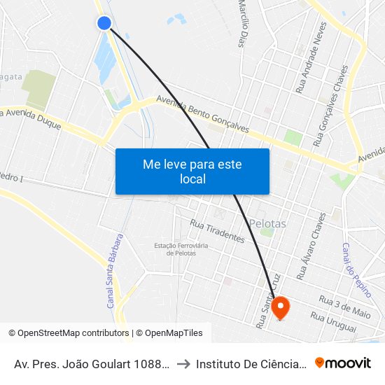 Av. Pres. João Goulart 1088-1612 - Fragata Pelotas - Rs Brasil to Instituto De Ciências Humanas Da Ufpel - Ich map