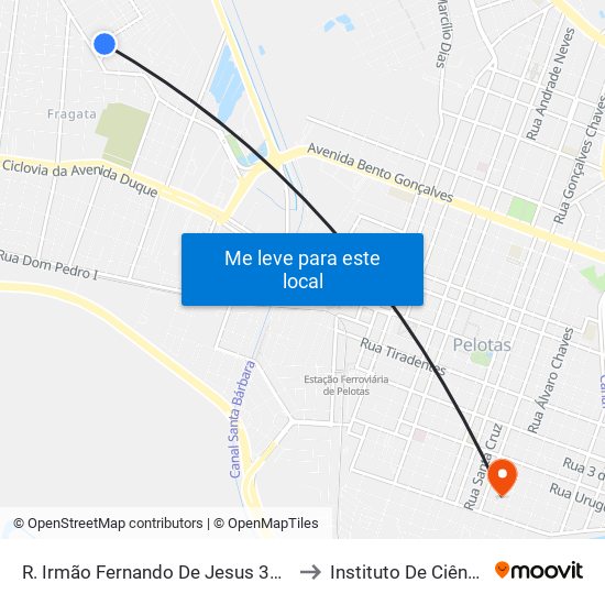 R. Irmão Fernando De Jesus 334-360 - Fragata Pelotas - Rs 96040-110 Brasil to Instituto De Ciências Humanas Da Ufpel - Ich map