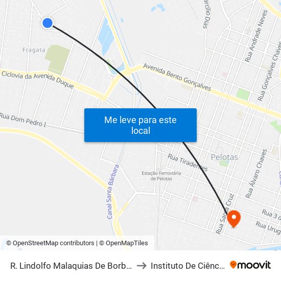 R. Lindolfo Malaquias De Borba 74 - Cohab Guabiroba Pelotas - Rs Brasil to Instituto De Ciências Humanas Da Ufpel - Ich map