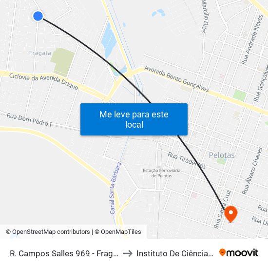 R. Campos Salles 969 - Fragata Pelotas - Rs 96040-620 Brasil to Instituto De Ciências Humanas Da Ufpel - Ich map