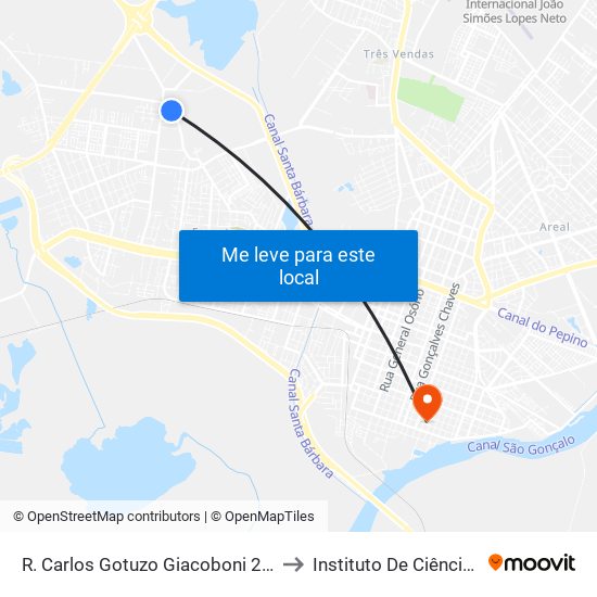 R. Carlos Gotuzo Giacoboni 2186-2330 - Fragata Pelotas - Rs Brasil to Instituto De Ciências Humanas Da Ufpel - Ich map