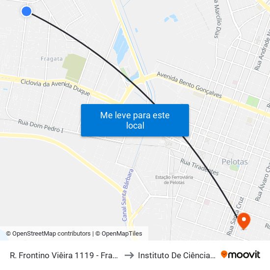R. Frontino Viêira 1119 - Fragata Pelotas - Rs 96040-700 Brasil to Instituto De Ciências Humanas Da Ufpel - Ich map
