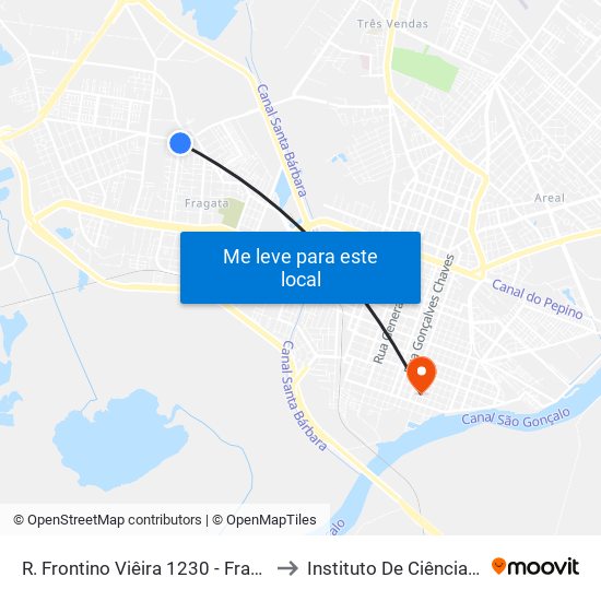 R. Frontino Viêira 1230 - Fragata Pelotas - Rs 96040-700 Brasil to Instituto De Ciências Humanas Da Ufpel - Ich map