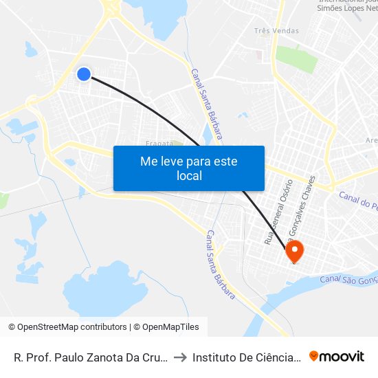R. Prof. Paulo Zanota Da Cruz 956 - Fragata Pelotas - Rs Brasil to Instituto De Ciências Humanas Da Ufpel - Ich map