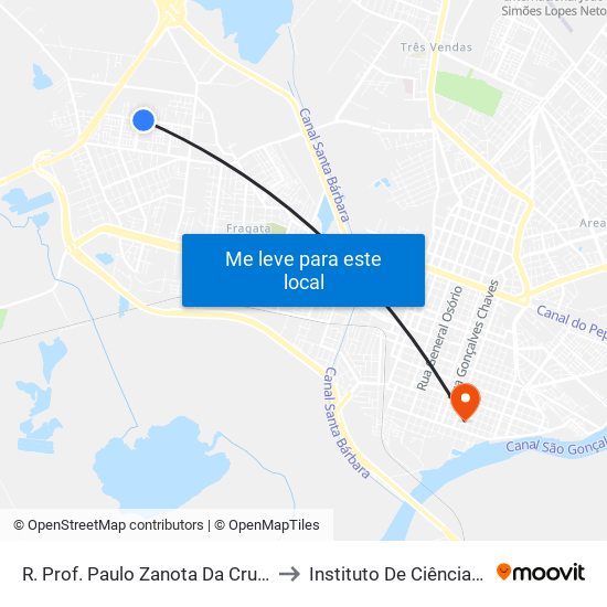 R. Prof. Paulo Zanota Da Cruz 710 - Fragata Pelotas - Rs Brasil to Instituto De Ciências Humanas Da Ufpel - Ich map
