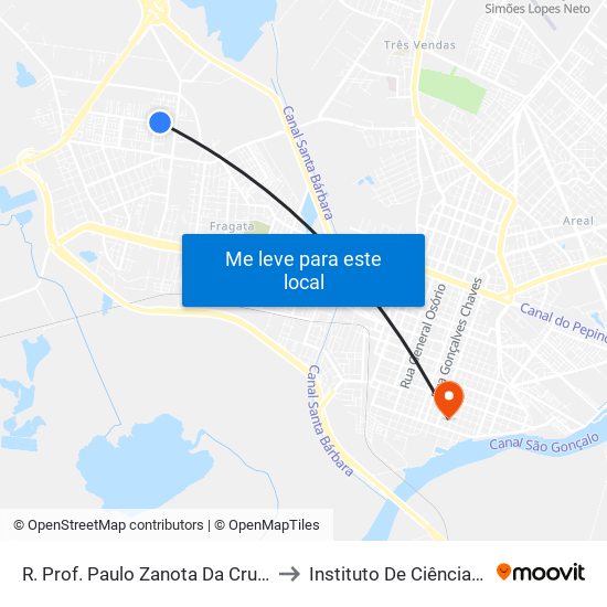 R. Prof. Paulo Zanota Da Cruz 226 - Fragata Pelotas - Rs Brasil to Instituto De Ciências Humanas Da Ufpel - Ich map
