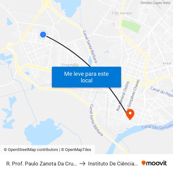 R. Prof. Paulo Zanota Da Cruz 473 - Fragata Pelotas - Rs Brasil to Instituto De Ciências Humanas Da Ufpel - Ich map