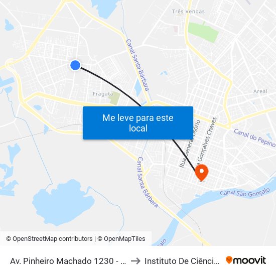 Av. Pinheiro Machado 1230 - Fragata Pelotas - Rs 96040-500 Brasil to Instituto De Ciências Humanas Da Ufpel - Ich map