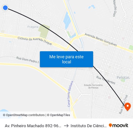 Av. Pinheiro Machado 892-962 - Fragata Pelotas - Rs 96040-500 Brasil to Instituto De Ciências Humanas Da Ufpel - Ich map